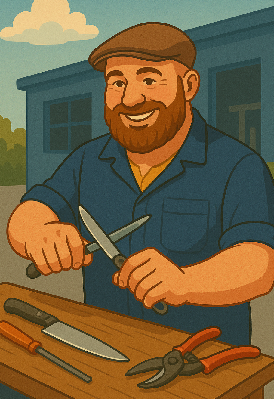 Nous proposons un service d'affûtage d'ustensile, que vous pouvez déposer toute la semaine, effectué tous les mercredis par Christophe