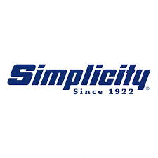 Logo de Simplicity, texte bleu sur fond blanc, mentionne "Since 1922".