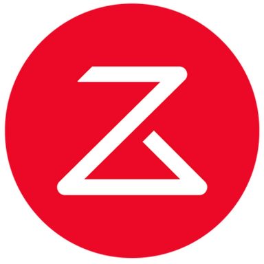 Logo de la marque Z, rouge avec un symbole stylisé en blanc.